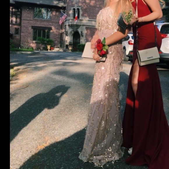 LAVENDERISH BEDAZZLED FLOOR LENGTH PROM DRESS CUSTOM MADE ORIGINAL - Picture 4 of 8